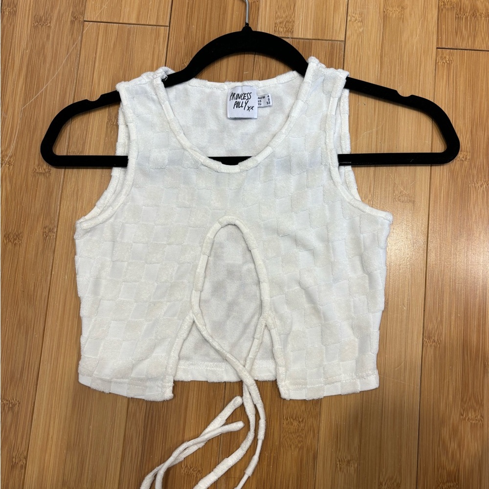 Princess Polly Cream Tie Front Tank Top